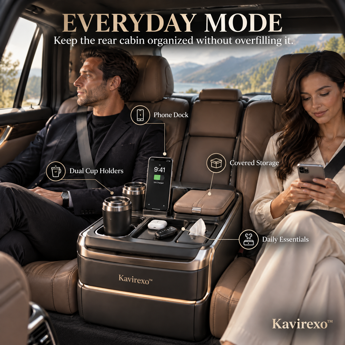 Kavirexo™ Convertible Rear Seat Lounge Dock