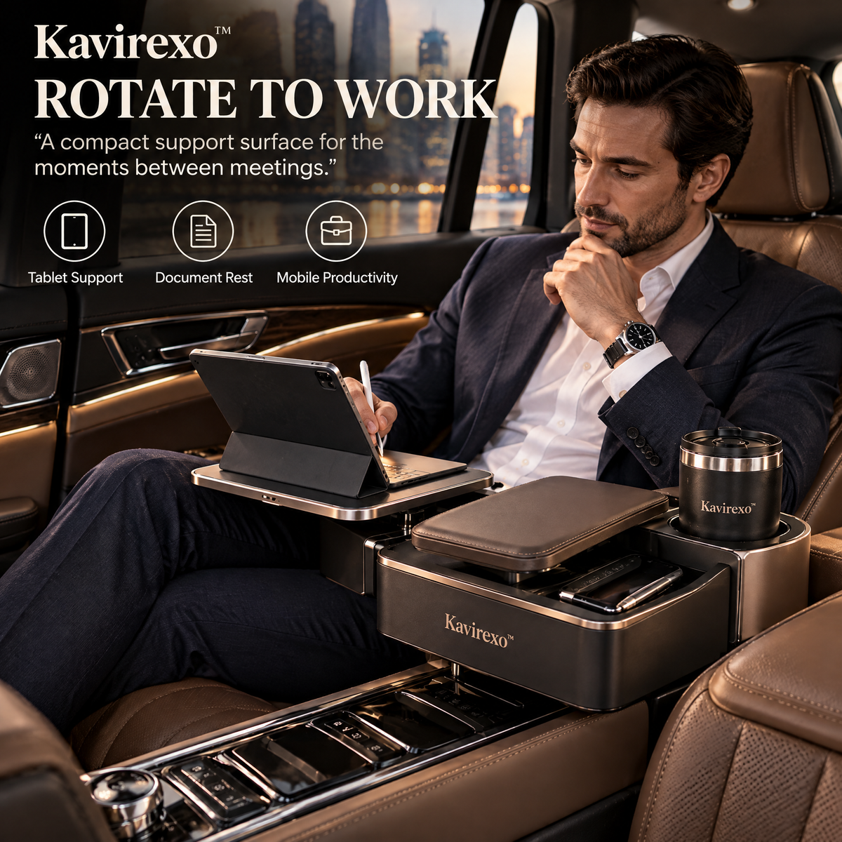 Kavirexo™ Rotating Armrest Utility Hub