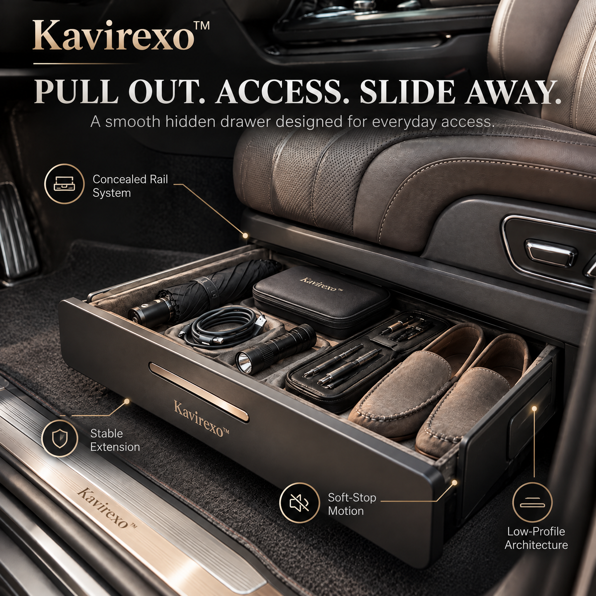Kavirexo™ Under-Seat Pull-Out Drawer