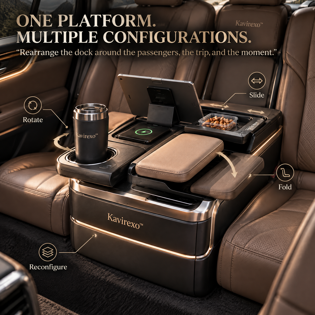 Kavirexo™ Convertible Rear Seat Lounge Dock