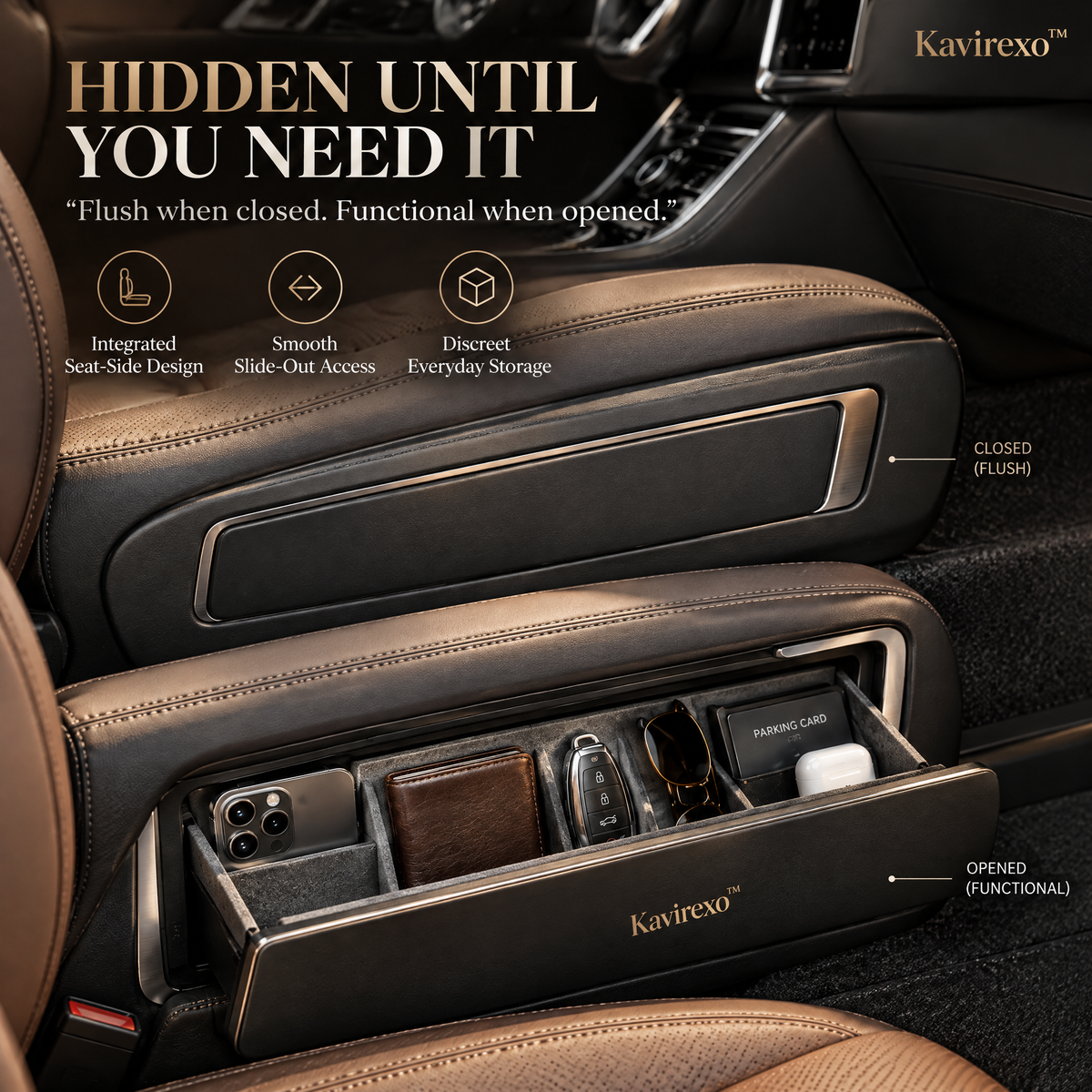 Kavirexo™ Seat-Side Hidden Valet Dock