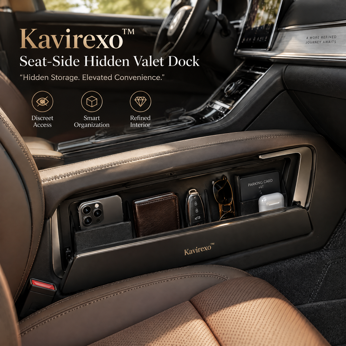 Kavirexo™ Seat-Side Hidden Valet Dock