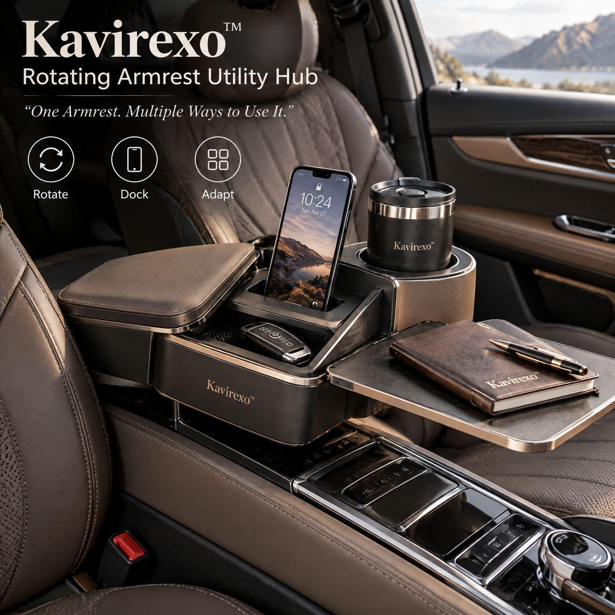 Kavirexo™ Rotating Armrest Utility Hub